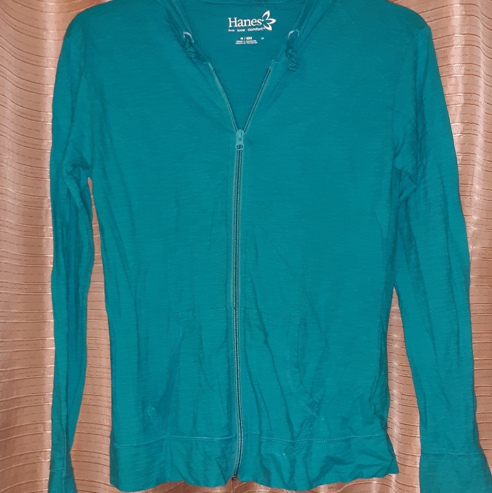 Size  Sm ~ Hanes 'Live.Love.Comfort.w.hood~Teal